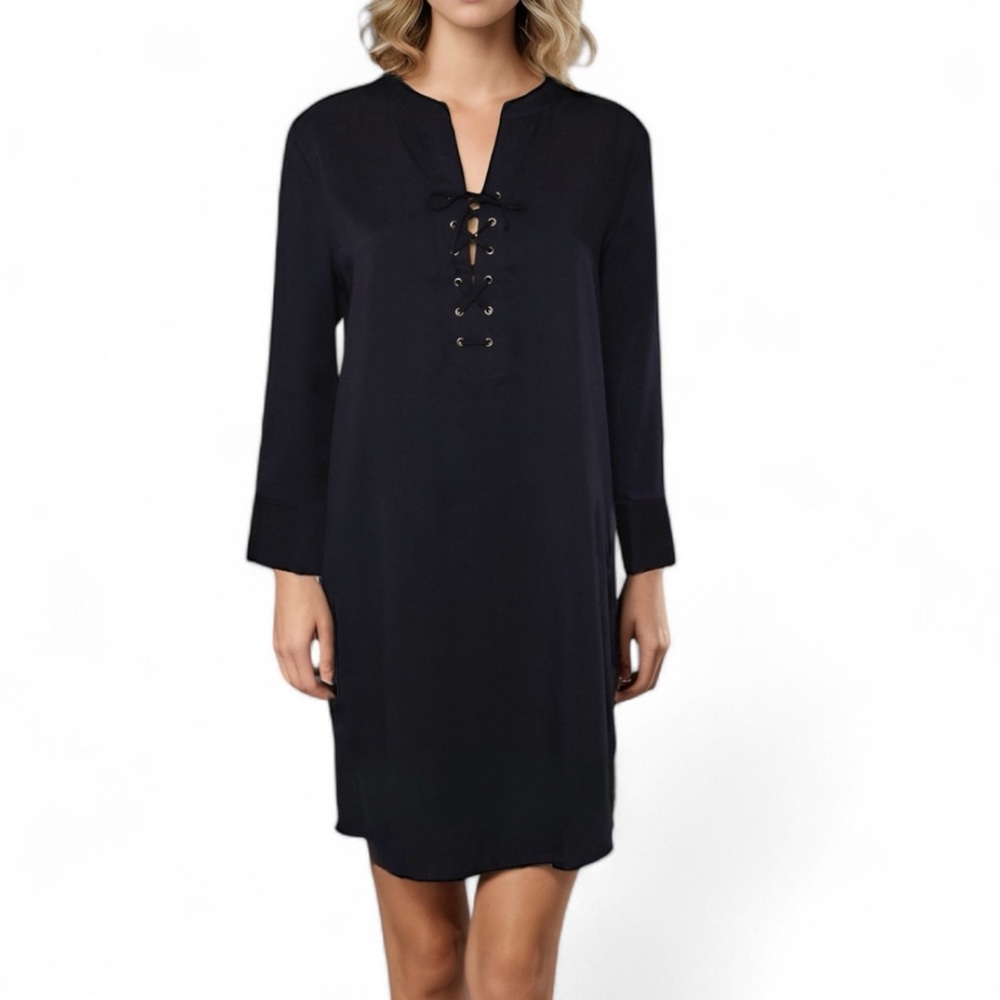 Elegant Black Lace-Up Dress